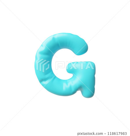 3D capital letter G. Inflated, puffy, cushiony object. 3D capital letter G. Inflated, puffy, cushiony object. 118617983