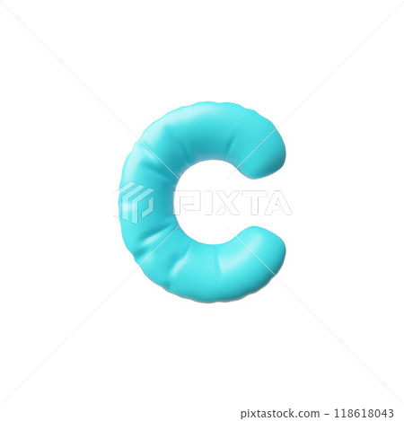 Vector illustration with a 3d letter "C" in the form of a blue balloon. 118618043