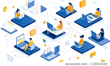 Modern Online Learning Environment Illustration Modern Online Learning Environment Illustration 118618383