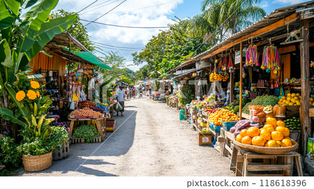 Vibrant Local Market in Small Community 118618396