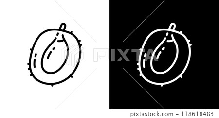 Simple line icon of lychee cross section 118618483