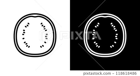 Simple line icon of watermelon cross section 118618486