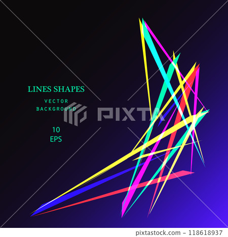 Modern neon abstract lines on dark blue background vector illustration. Minimal trendy futuristic graphic design with space for your text image banner poster event post story social media flyer party Modern neon abstract lines on dark blue background vector illustration. Minimal trendy futuristic graphic design with space for your text image banner poster event post story social media flyer party 118618937