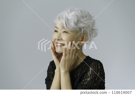 Portrait of a gray-haired senior woman Beauty Portrait of a gray-haired senior woman Beauty 118619007