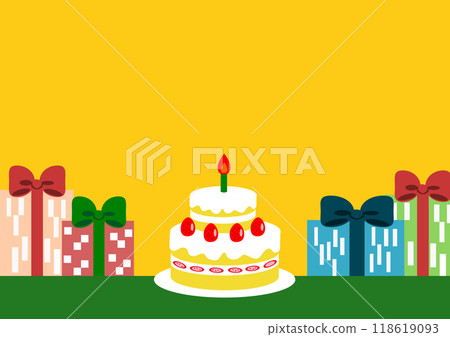 Cake and presents copy space 118619093
