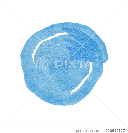 Abstract Blue Watercolor Brush Stroke Circle. Vector Watercolor Brushes 118619127