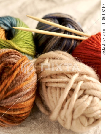 Colorful yarn and knitting stick Colorful yarn and knitting stick 118619210