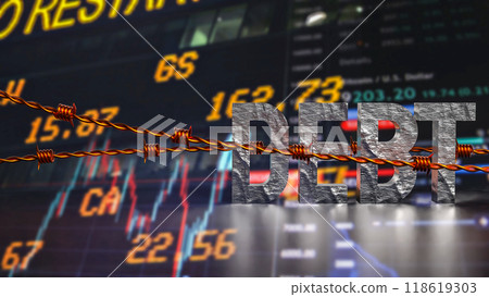 The Debt and barbed wire for Business concept 3d rendering. The Debt and barbed wire for Business concept 3d rendering. 118619303