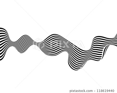 3D optics with black and white stripe. Vector line background for banner, cover, poster, card. Wave of abstract illusion. Eps 10 118619440