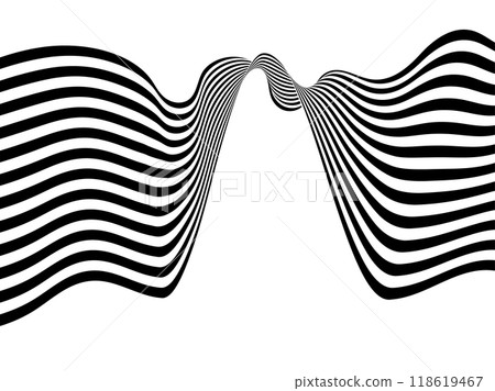 Black and white curved line stripe moving wave abstract background. Eps 10 118619467