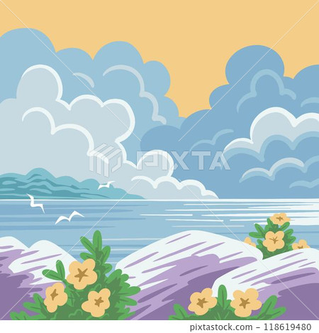 Beautiful summer landscape with the sea 118619480