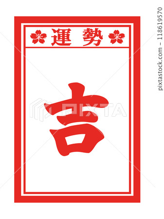 Hand-drawn Japanese-style illustration of fortune-telling slip - Good luck 118619570