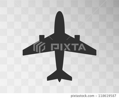 Plane flight icon shape silhouette. Travel jet logo symbol sign. Aircraft, airplane, airport aviation design. Warning, caution sign. Vector illustration image. Plane flight icon shape silhouette. Travel jet logo symbol sign. Aircraft, airplane, airport aviation design. Warning, caution sign. Vector illustration image. 118619587