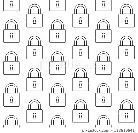 Vector seamless pattern of flat outline lock Vector seamless pattern of flat outline lock 118619641