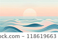 Simple flat illustration of sea background in delicate pastel colors, minimalistic style 118619663