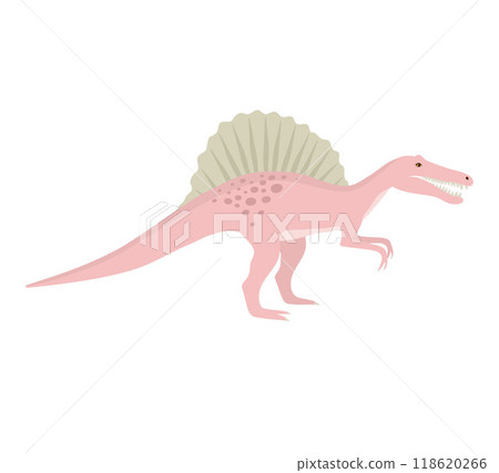Vector flat hand drawn pink spinosaurus dinosaur 118620266