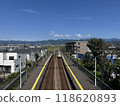A station where express trains pass by under the blue sky 118620893