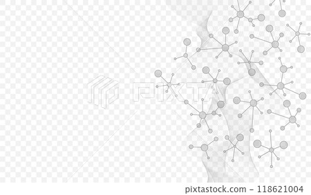 Molecular abstract structure background. Scientific vector illustration with molecule DNA. Medical, science and technology concept for banner template or header Molecular abstract structure background. Scientific vector illustration with molecule DNA. Medical, science and technology concept for banner template or header 118621004