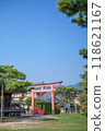 Torii gate under clear skies 118621167