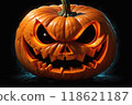 Illustration of a menacing jack-o-lantern that perfectly captures the essence of Halloween, generated using a neural network 118621187