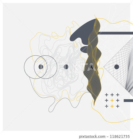 Abstract art wireframe background. Modern science or technology art elements. Surface illustration. Hand made vector. 118621735