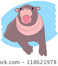 Cute hippo in a swimming pool. 118621978