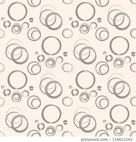 Brush lines circles abstract seamless pattern. Vector illustration for design for fabric, wallpaper or wrapping paper. 118622262