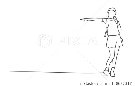 Girl is pointing to something in the distance 118622317