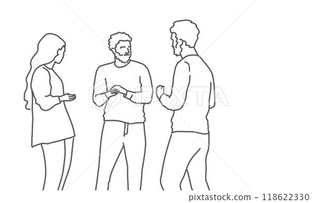 Three people are standing in a line 118622330