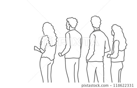 Group of people are standing in a line Group of people are standing in a line 118622331