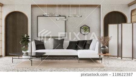 Armchair sofa and decoration japanese on white Modern living room modern style.3D rendering 118622387