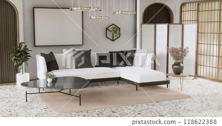 Armchair sofa and decoration japanese on white Modern living room modern style.3D rendering 118622388