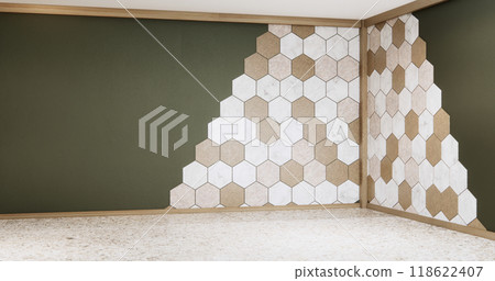 Dark concept mockup living room zen style empty wall background.3D rendering 118622407