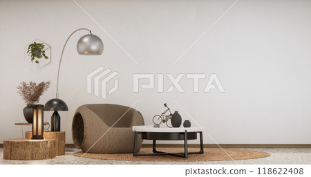 Armchair sofa and decoration japanese on white Modern living room modern style.3D rendering 118622408