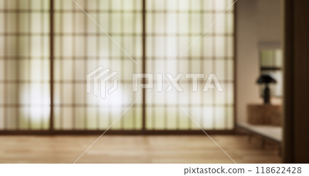 Blurred image white room Clean modern japanese style.3D rendering Blurred image white room Clean modern japanese style.3D rendering 118622428