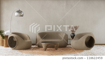 Armchair sofa and decoration japanese on white Modern living room modern style.3D rendering Armchair sofa and decoration japanese on white Modern living room modern style.3D rendering 118622459