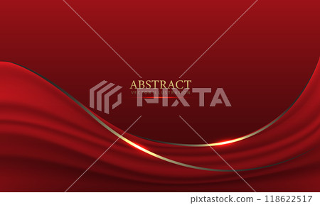 Abstract red gold light luxury wave curve with blank space for text place design modern creative background vector 118622517