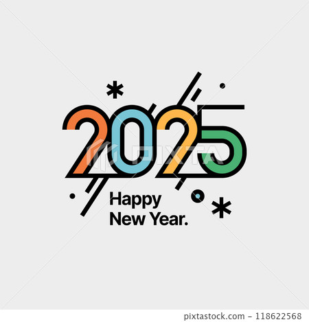 Happy New Year 2025 and Merry Christmas. Logo. Happy New Year 2025 and Merry Christmas. Logo. 118622568