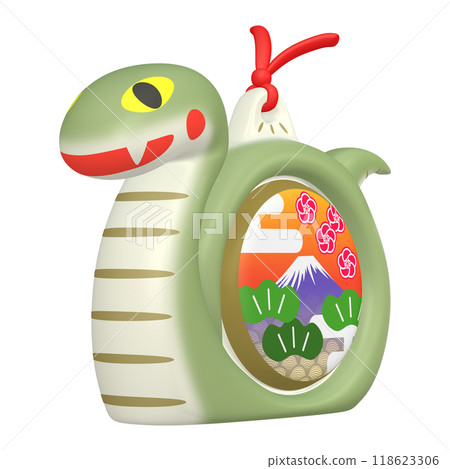 New Year's card illustration material: Zodiac Year of the Snake Snake figurine (1_1) Green 118623306