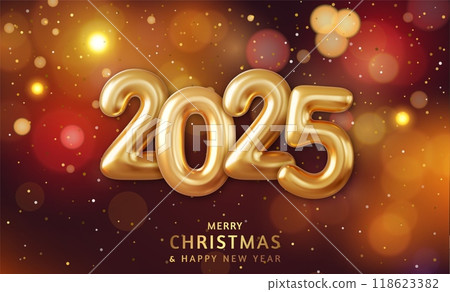 3d Happy New Year 2025 background. 118623382