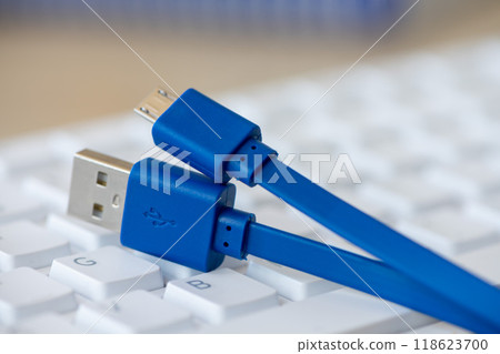 Close-up on an USB cable Close-up on an USB cable 118623700