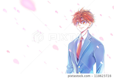 Male student motivation cherry blossom storm 118623728