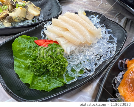 Korea style Seafood sashimi plate 118623923