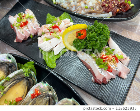 Korea style Seafood sashimi plate Korea style Seafood sashimi plate 118623933