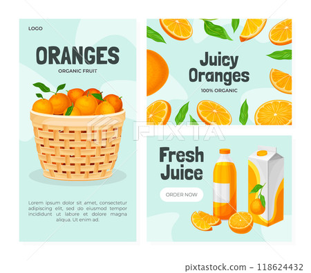 Fresh Orange Juicy Fruit Banner Design Vector Template 118624432