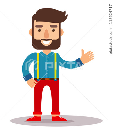 Young handsome casually dressed hipster guy with modern haircut and bearda Young handsome casually dressed hipster guy with modern haircut and bearda 118624717