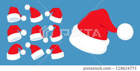 Vector illustration set of isolated Santa Hats Vector illustration set of isolated Santa Hats 118624771