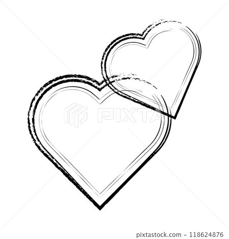 Heart symbol, hand drawn grunge texture love icon for romantic trendy doodle art for decoration element in a glyph pictogram illustration 118624876