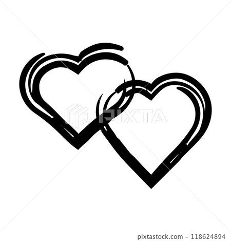 Heart symbol, hand drawn grunge texture love icon for romantic trendy doodle art for decoration element in a glyph pictogram illustration Heart symbol, hand drawn grunge texture love icon for romantic trendy doodle art for decoration element in a glyph pictogram illustration 118624894