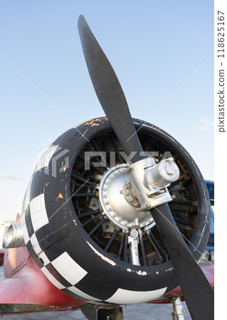 Engine of an old plane. 118625167